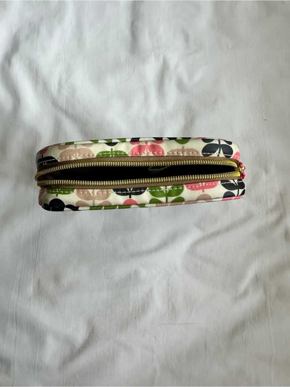 Orla Kiely Floral Stem Pattern Pouch in Green, Pink, Black, Beige